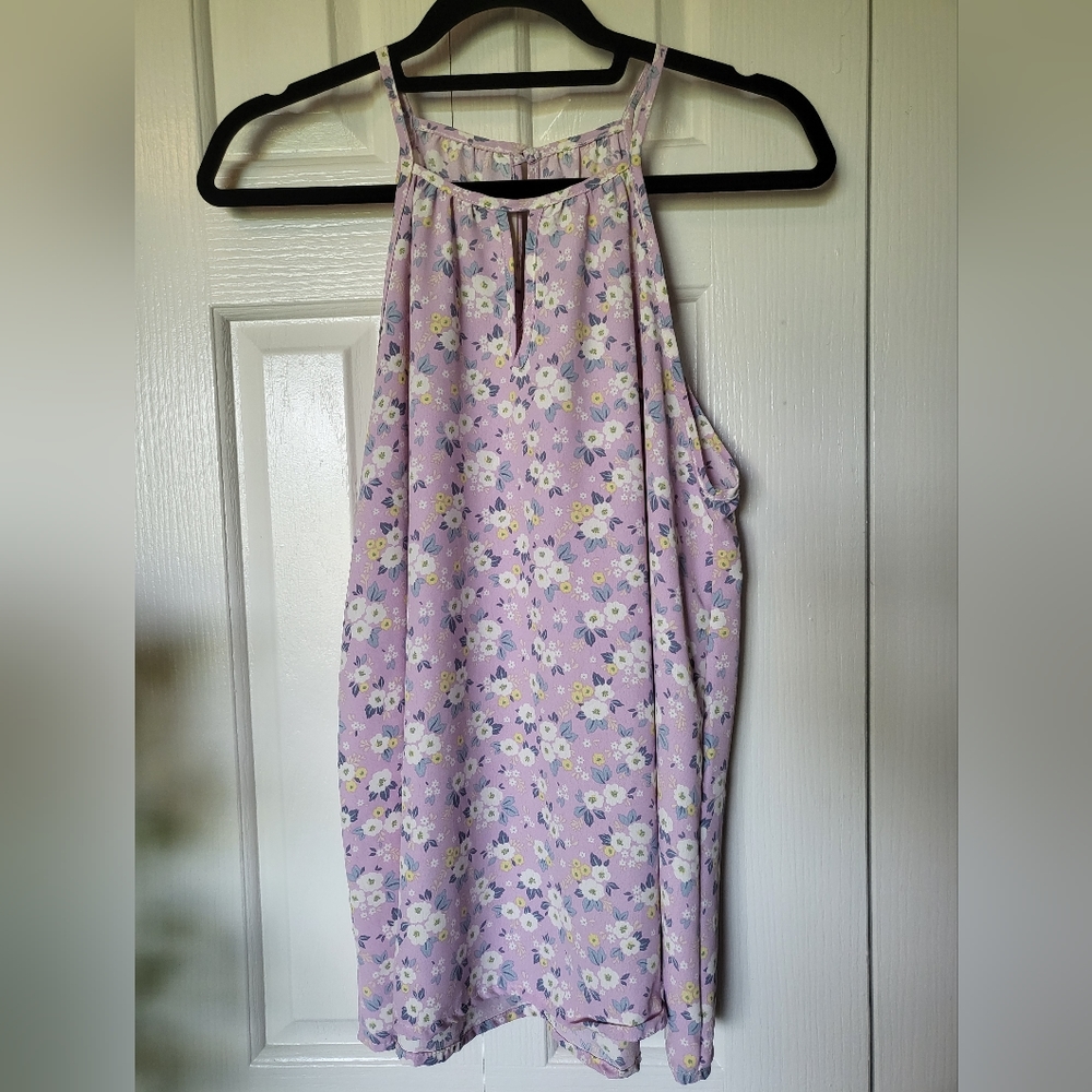 Light Purple/Floral design Halter top Blouse